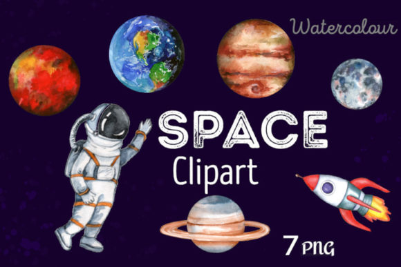 Astronaut Among the Planets: Watercolour for Cosmic Design