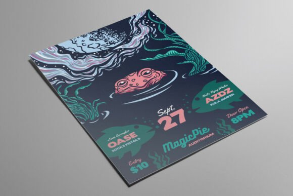 Dreamy Pond Indie Rock Flyer: A Design Asset for Creative Projects