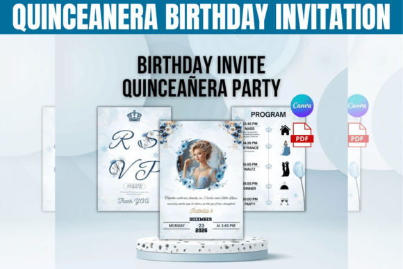Elegant Quinceañera Digital Invitation Template with RSVP