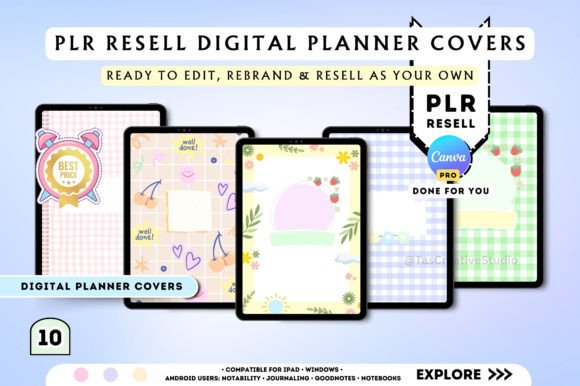 PLR Digital Planner Cover Canva Template: Design & Sell