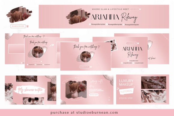 Rosegold Youtube Branding Kit Canva: Elevate Your Channel