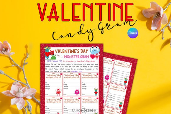 Valentine's Day Candy Gram Template for School Fundraisers