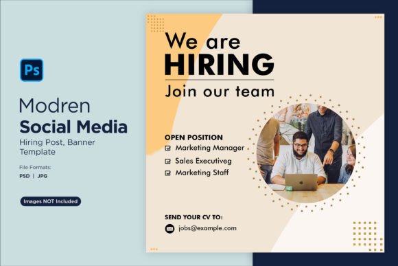 We Are Hiring Social Media Post 03: A Design Template for Modern Recruitment